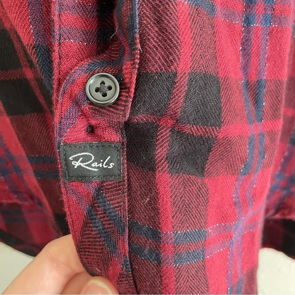 Rails | Red and Navy Flannel Plaid Button Down - Picture 3 of 10